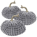Chenille Weighted Pumpkin - Gray, Set of 3