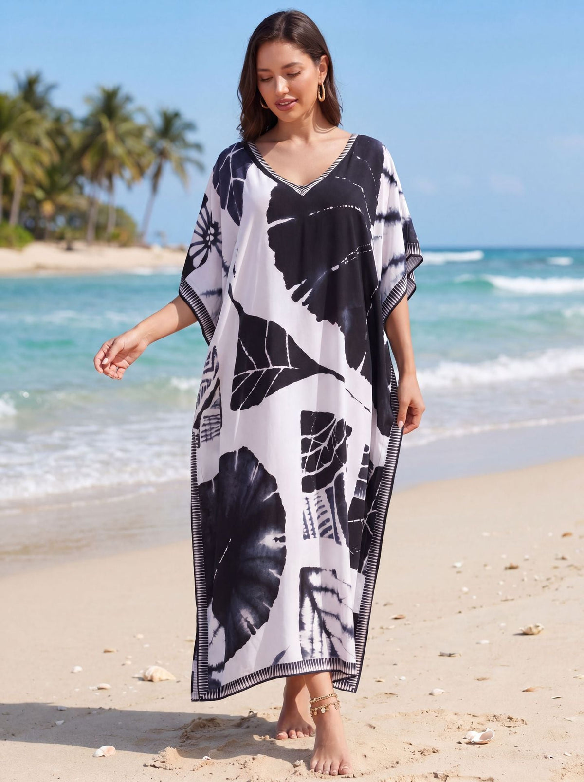 Long Bathing Suit Cover Ups For Women Beach Kaftan Dress Resort Wear