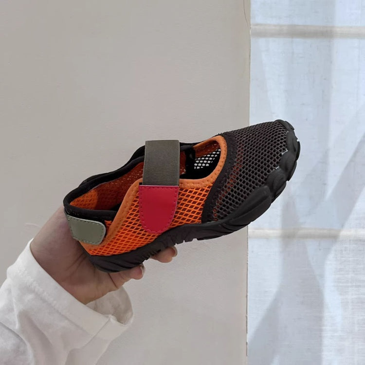 2026 New Summer Barefoot Kids Shoes, Korean Color Block Low Cut Mesh Breathable Casual Shoes For Girls