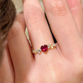 Flashing Fully Paved Pigeons-blood Red Heart-shaped Ring
