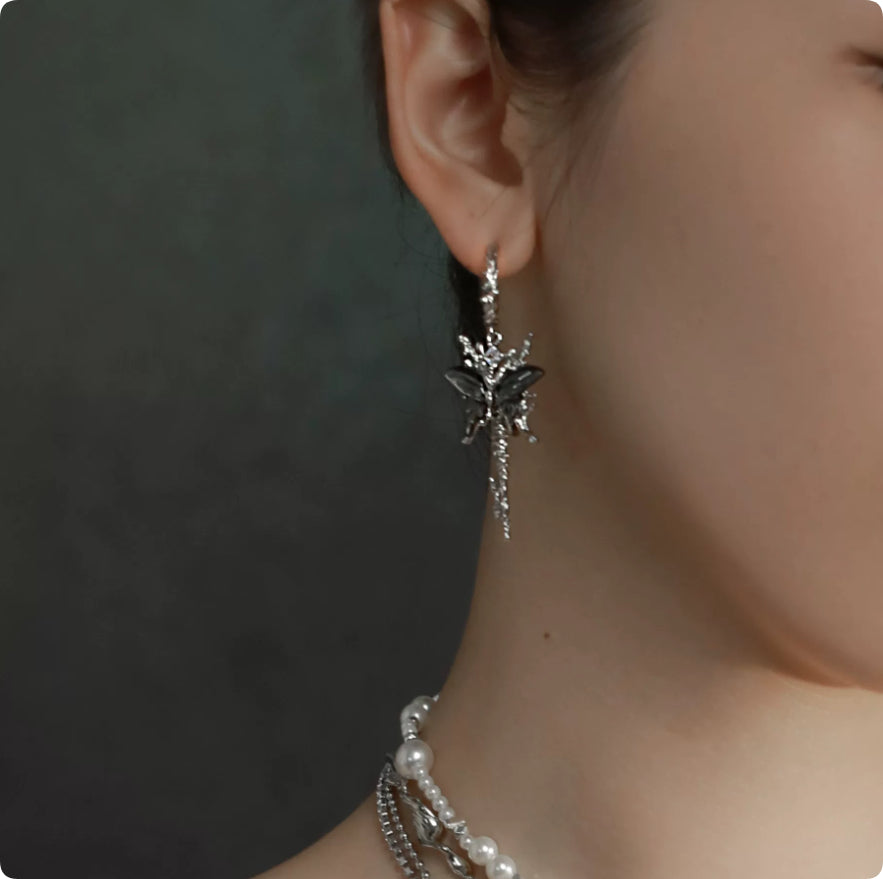 Butterfly Tassel Earrings With 925 Silver Hooks