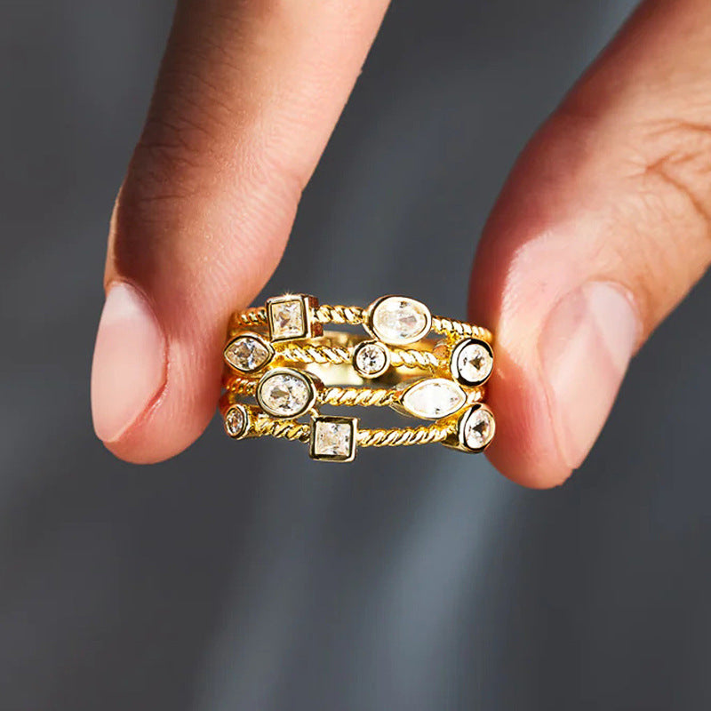 Niche Instagram-style Geometric Delicate Multi-layer Ring