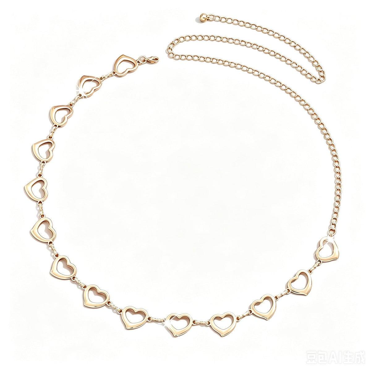Women Hollow Heart Metal Waist Chain, Adjustable Thin Chain Belly Belt For Y2K Outfit