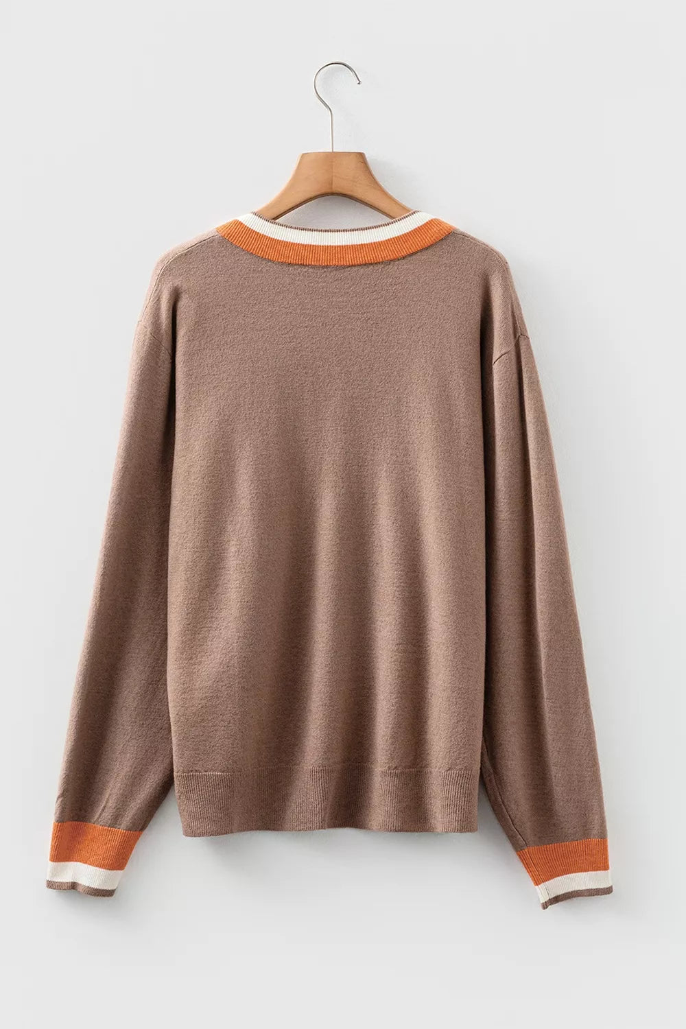 Contrast Trim V-Neck Sweater