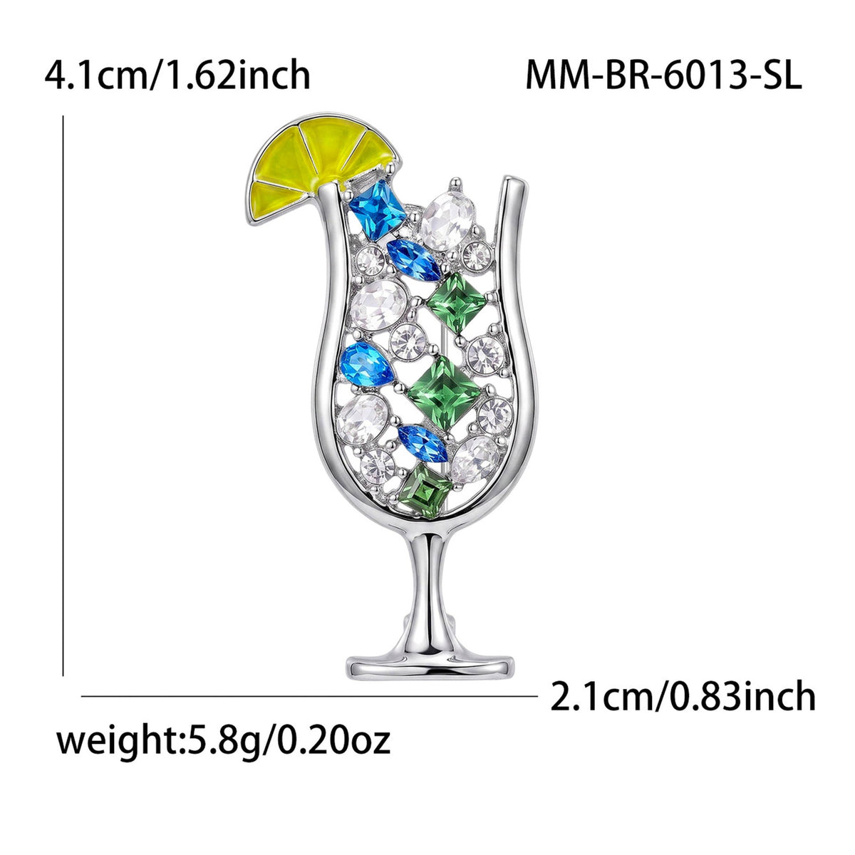 New Diamond-encrusted Wine Glass Brooch Decoration