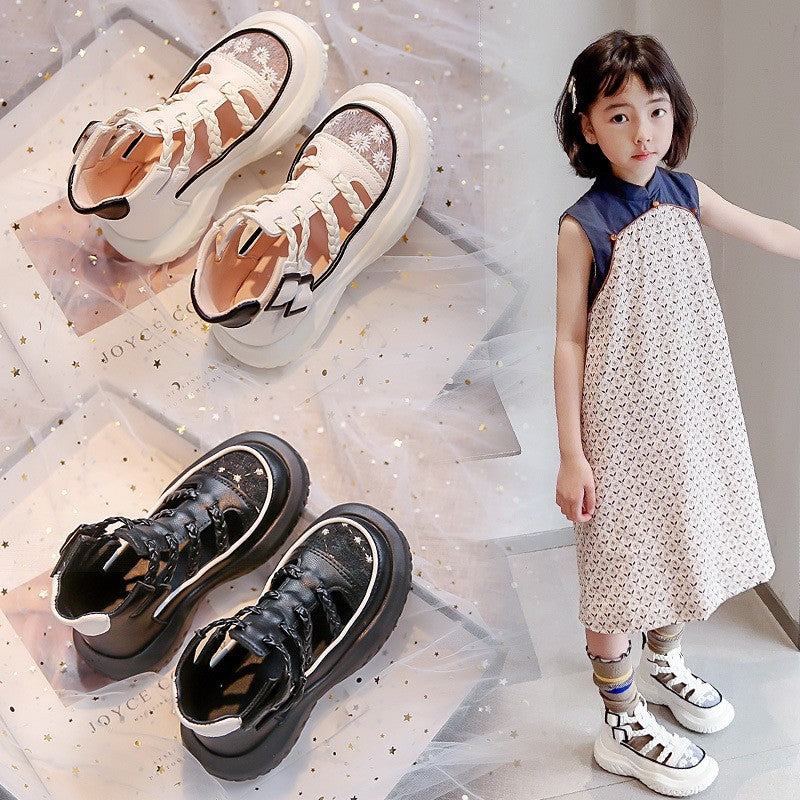 2026 Summer New Girls Roman Sandals, Kids Closed-Toe Sports Sandals, Hollow Out Breathable Beach Shoes For Middle & Big Kids