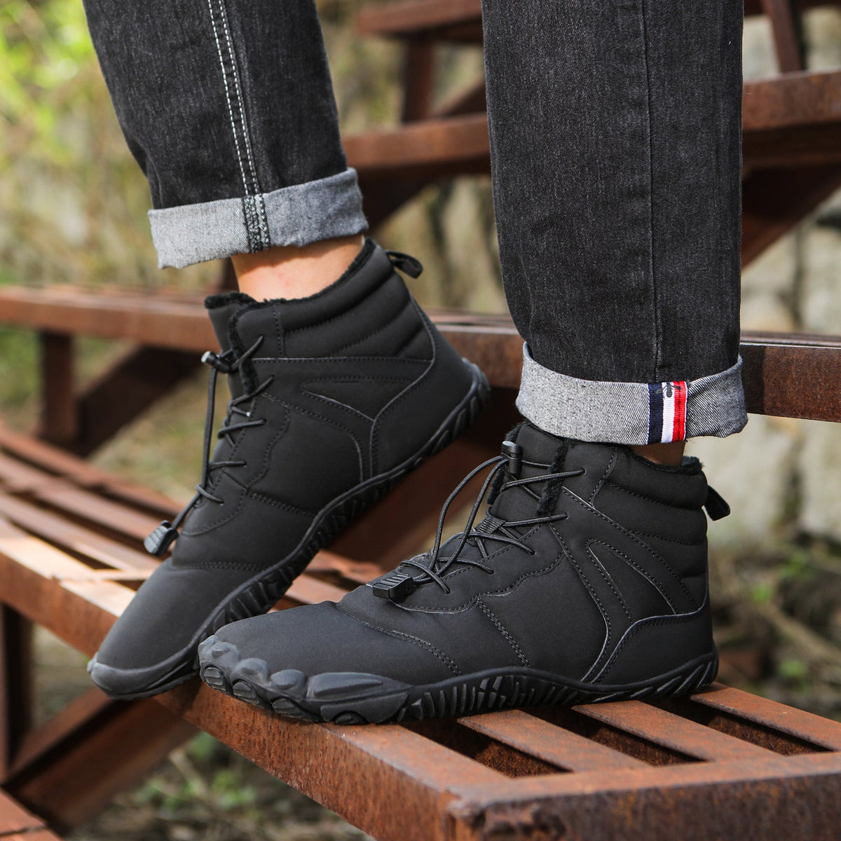 Five-finger Cotton Shoes Non-slip Snow Boots Waterproof Fleece-lined