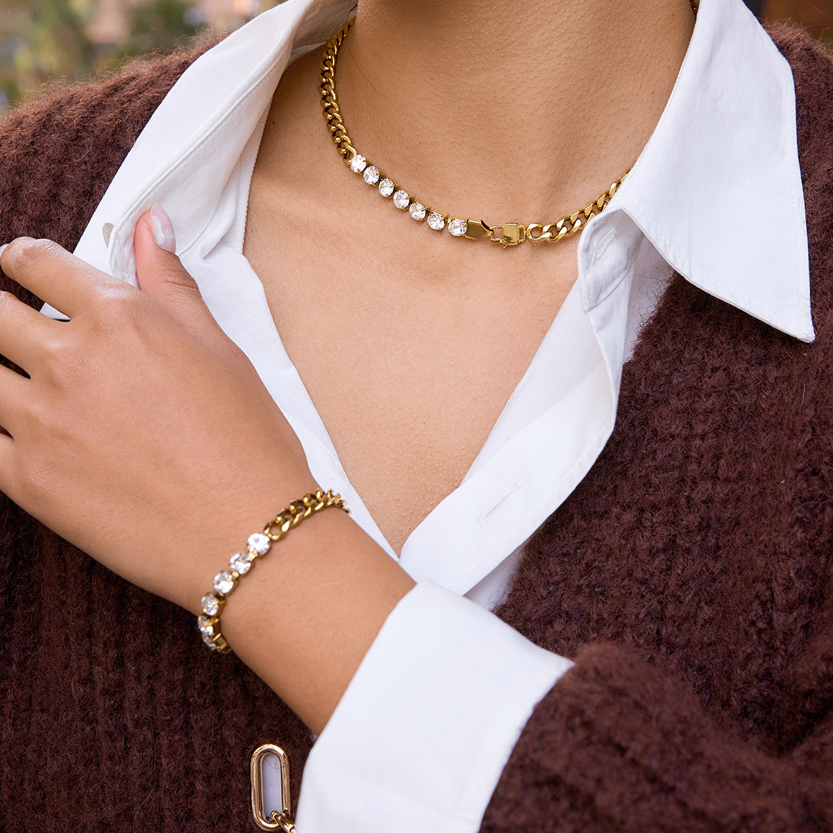Womens Stainless Steel Cuban-Link Bracelet