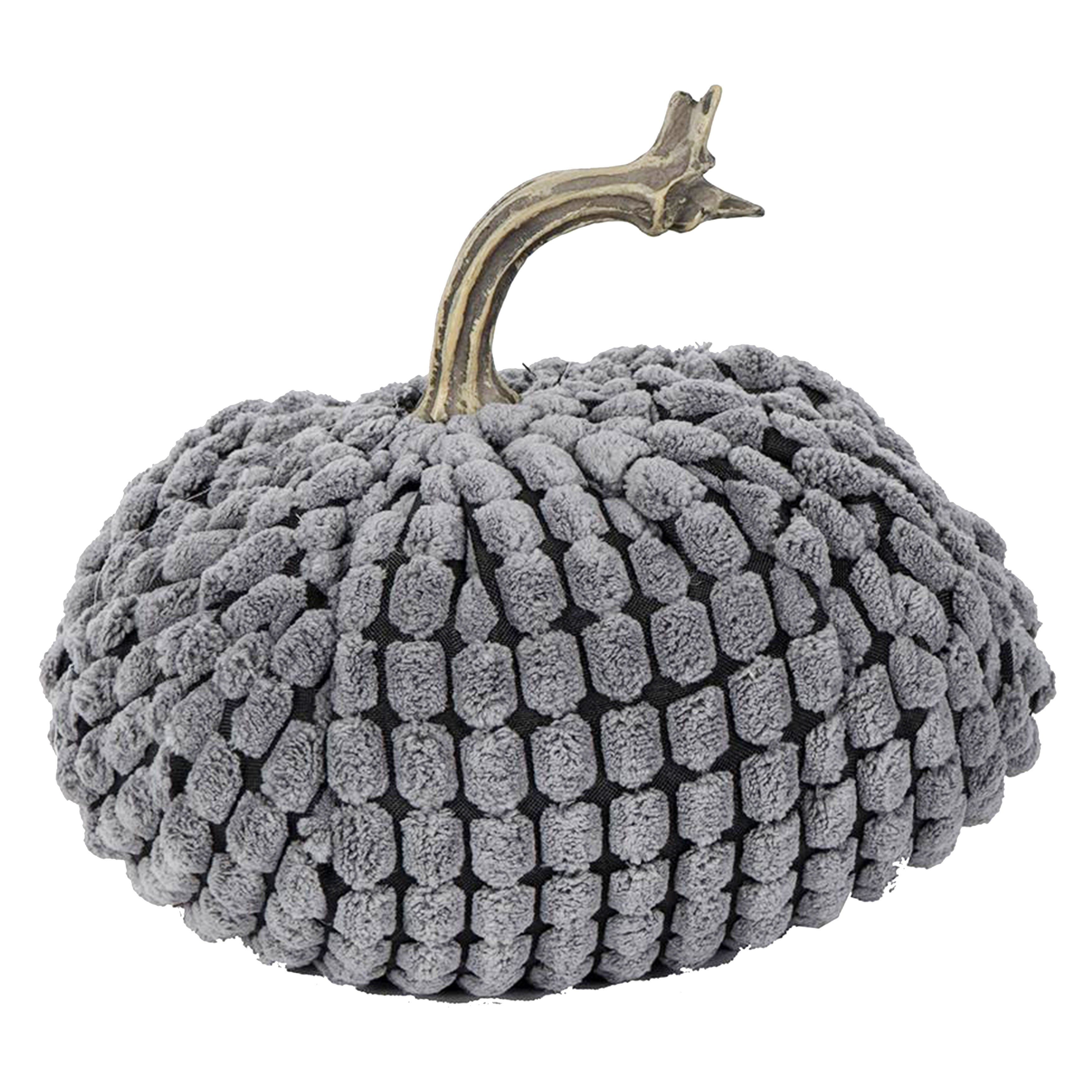 Chenille Weighted Pumpkin - Gray, Set of 3