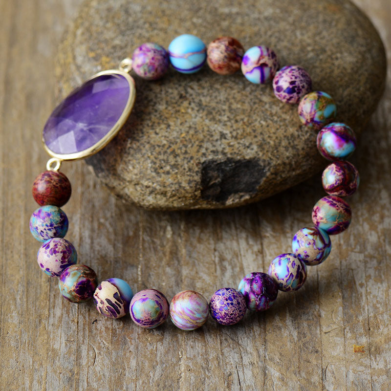 Minimalist, Light-Luxury Resort-Style 8mm Natural Imperial Stone Bracelet