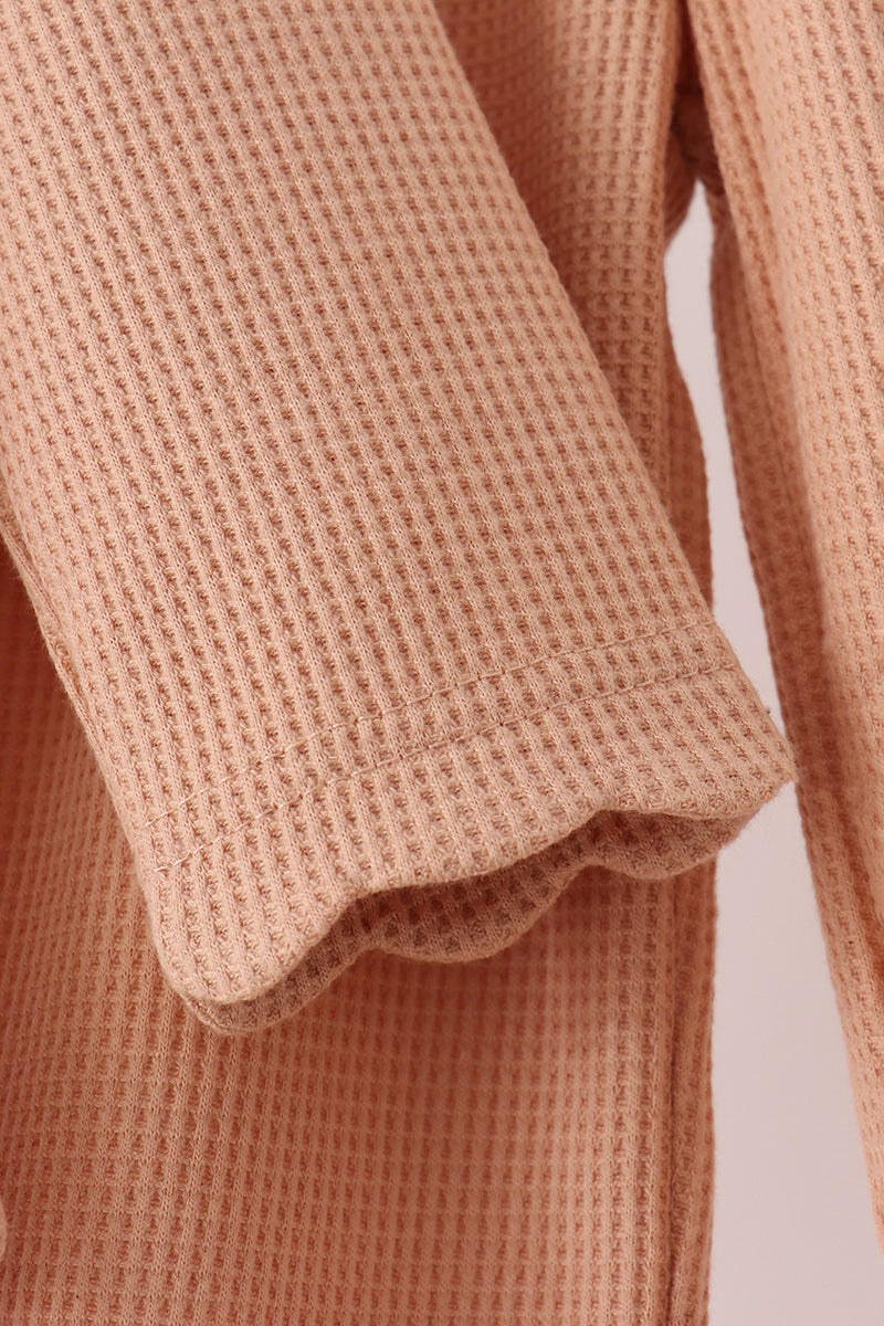 Oatmeal scalloped pants set