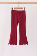 Maroon scalloped bell pants