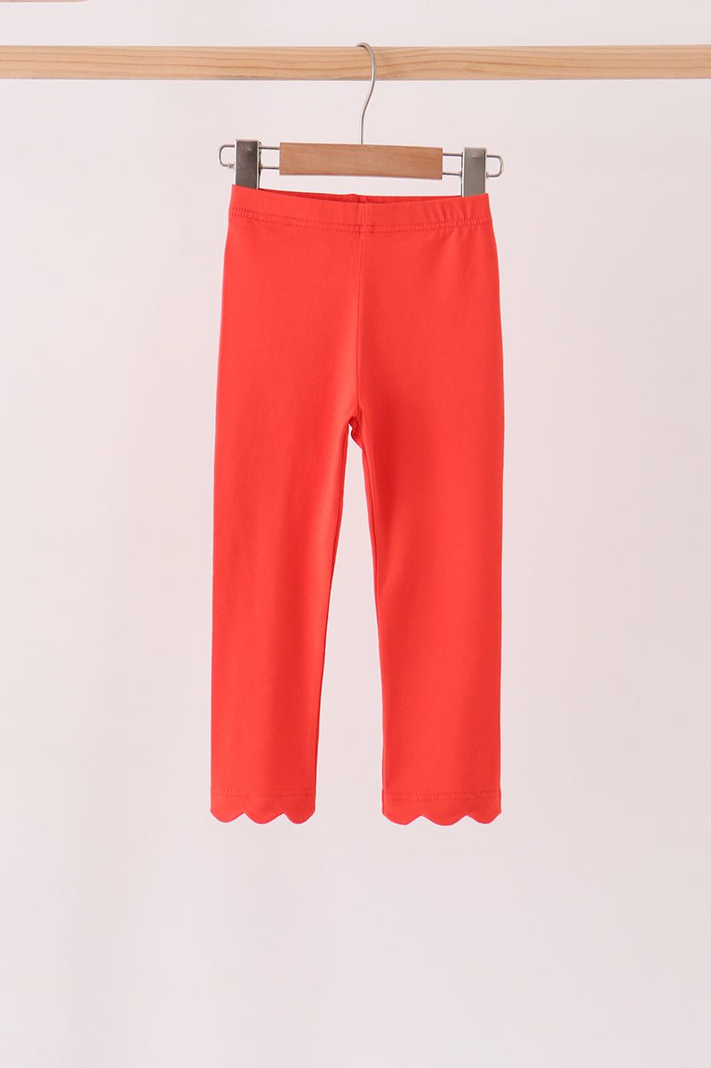 Red scalloped leggings