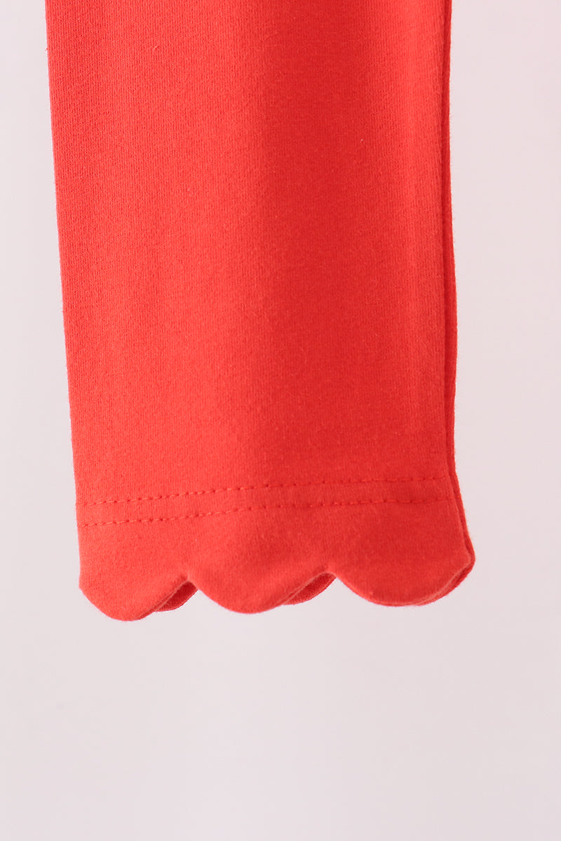 Red scalloped leggings