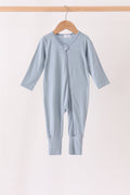 Blue zipper bamboo anti-slip romper