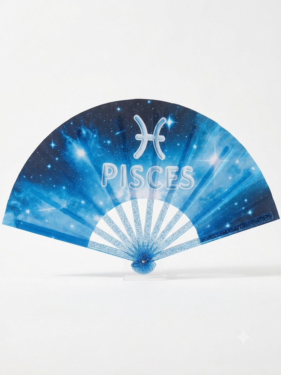 Pisces Zodiac Folding Fan: Starry Celestial Clacking Hand Fan