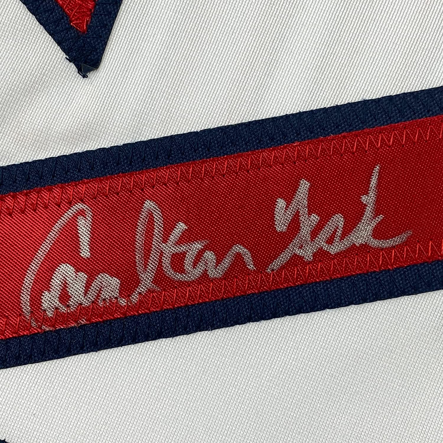 Framed Autographed/Signed Carlton Fisk 35x39 Boston White Baseball Jersey JSA COA