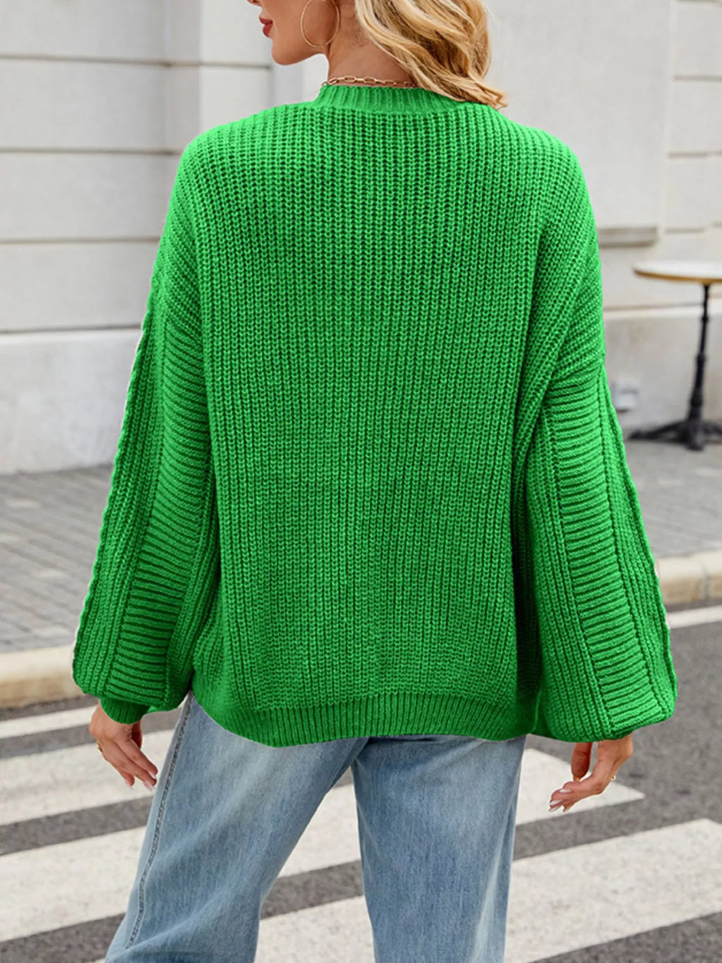 Cable Knit Button-Up Cardigan – Off-White / Black