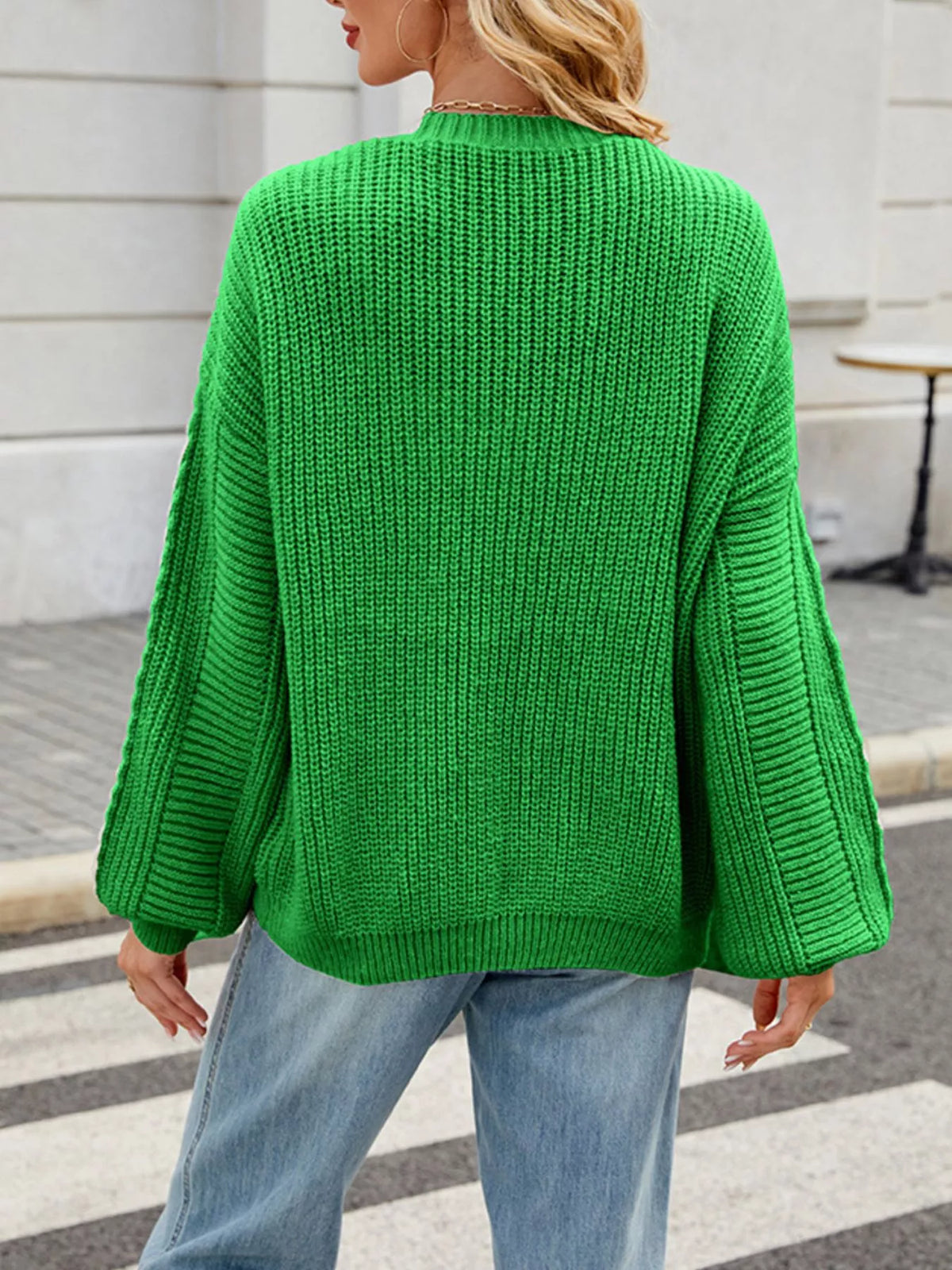 Cable Knit Button-Up Cardigan – Off-White / Black