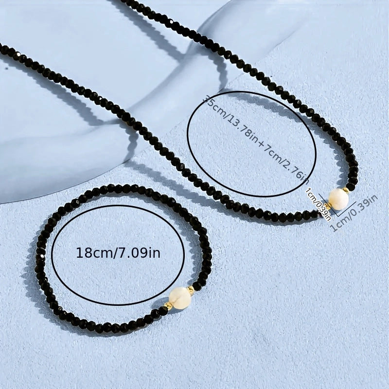 Black Spinel Turquoise Necklace Bracelet