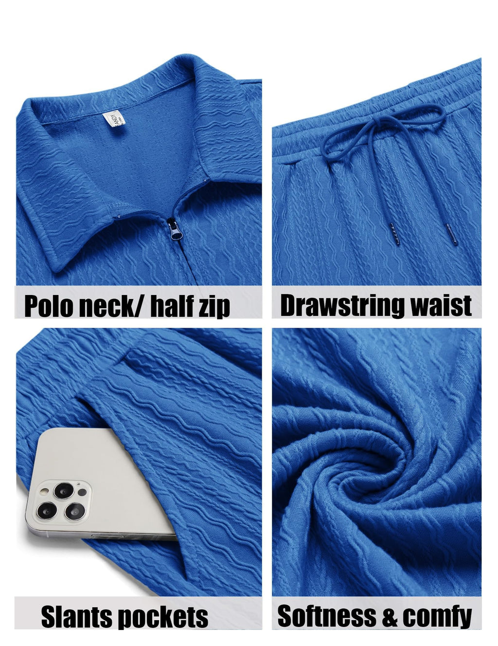 COOFANDY Men's 2 Pieces Outfits Casual Quarter Zip Polo Shirt and Shorts Set Athletic Jogging Summer Tracksuit
