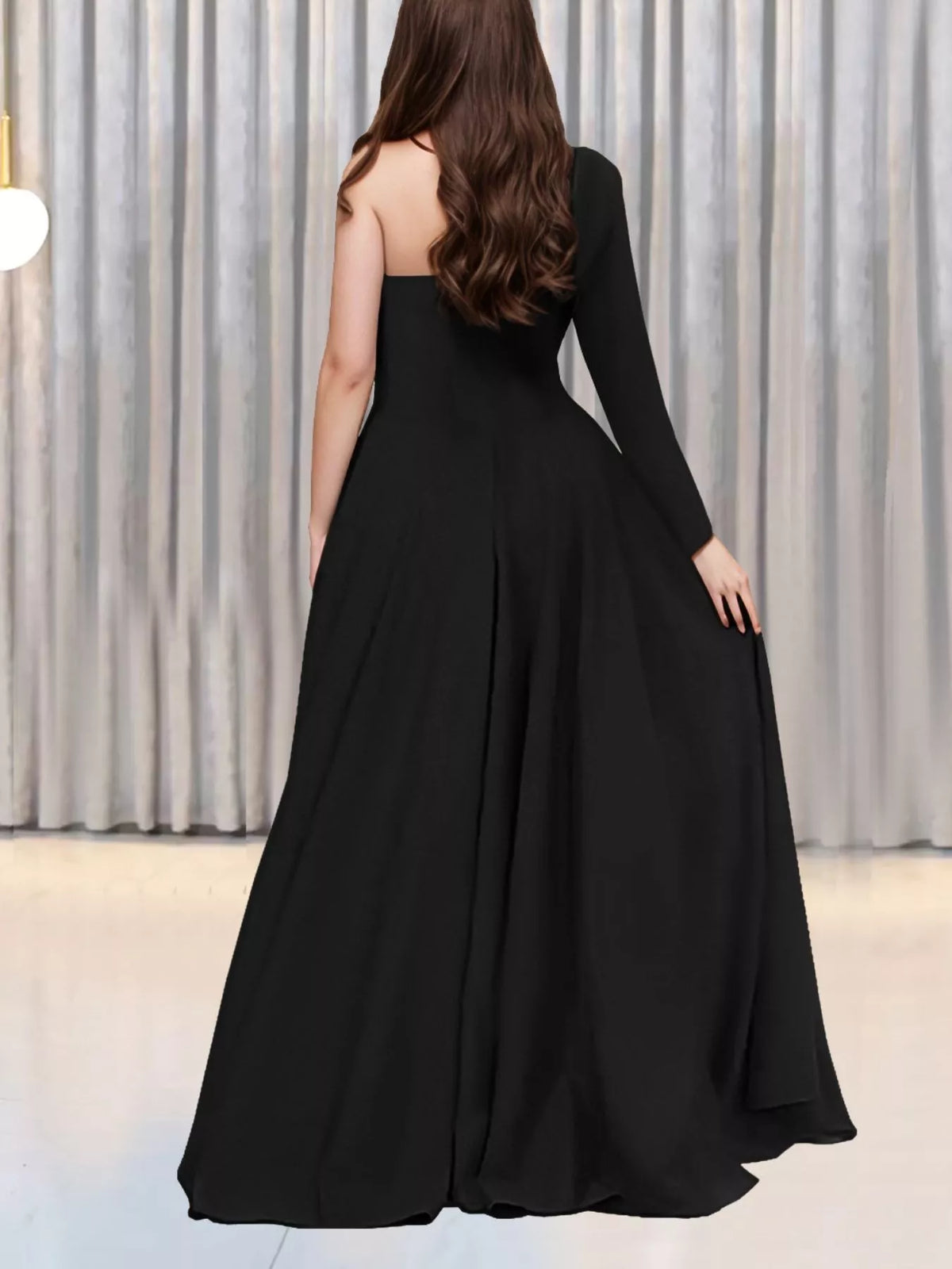 Slit Rhinestone One Shoulder Maxi Dress