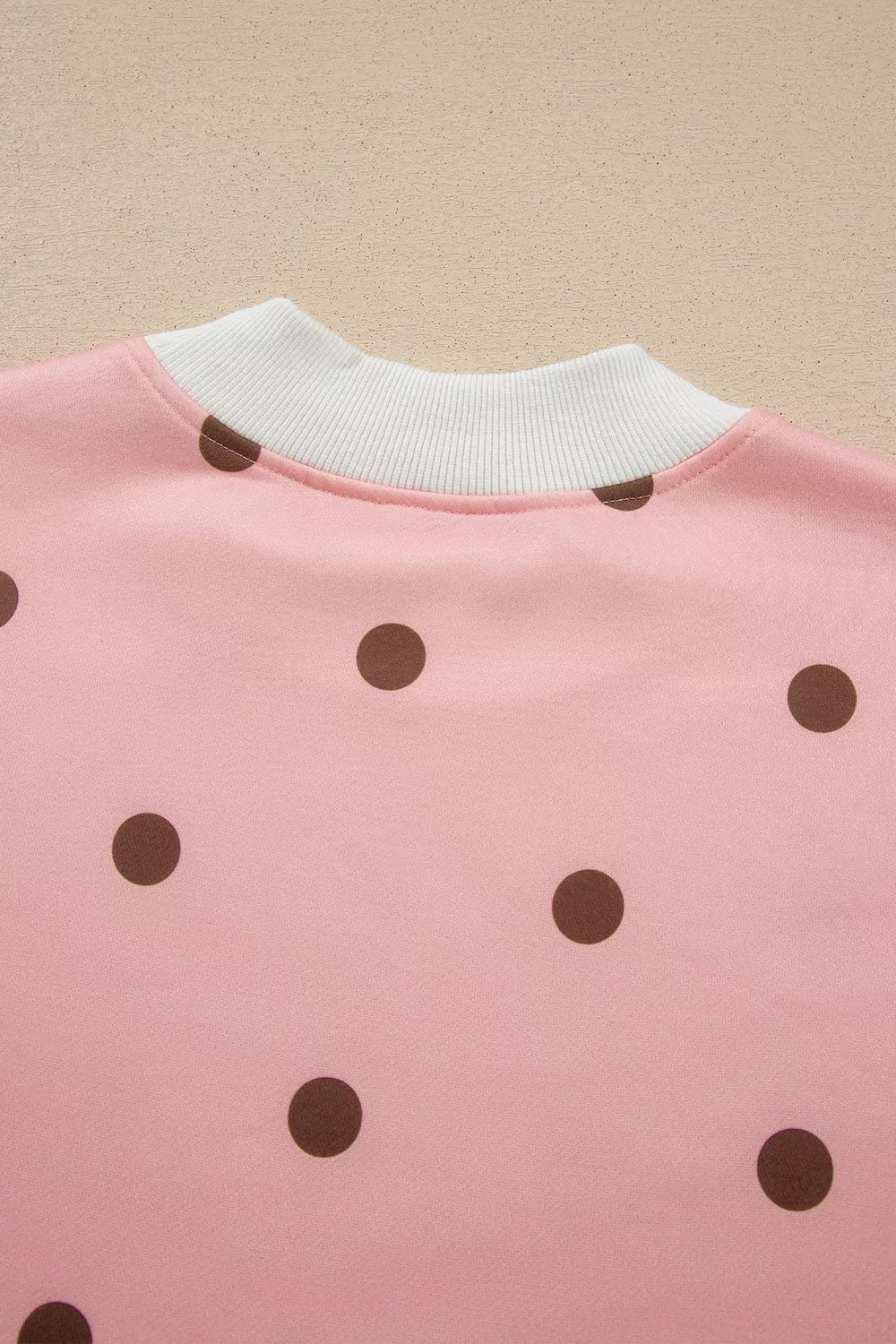 Polka Dot Long Sleeve Sweatshirt and Shorts Lounge Set