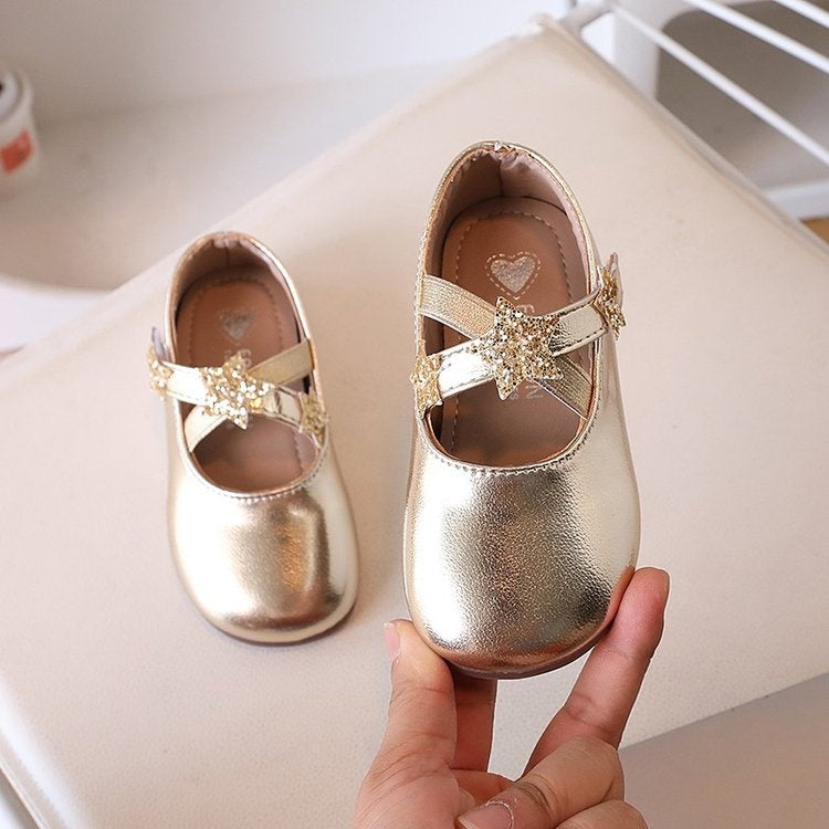 2026 Spring & Autumn New Kids Leather Shoes, Star Dance Shoes, Baby Girl Princess Shoes, Girls Casual Dress Shoes