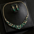 Vintage Flower Alloy Necklace Earrings 2Pcs Set Bridal Women Jewelry Set For Wedding Banquet Evening Occasions