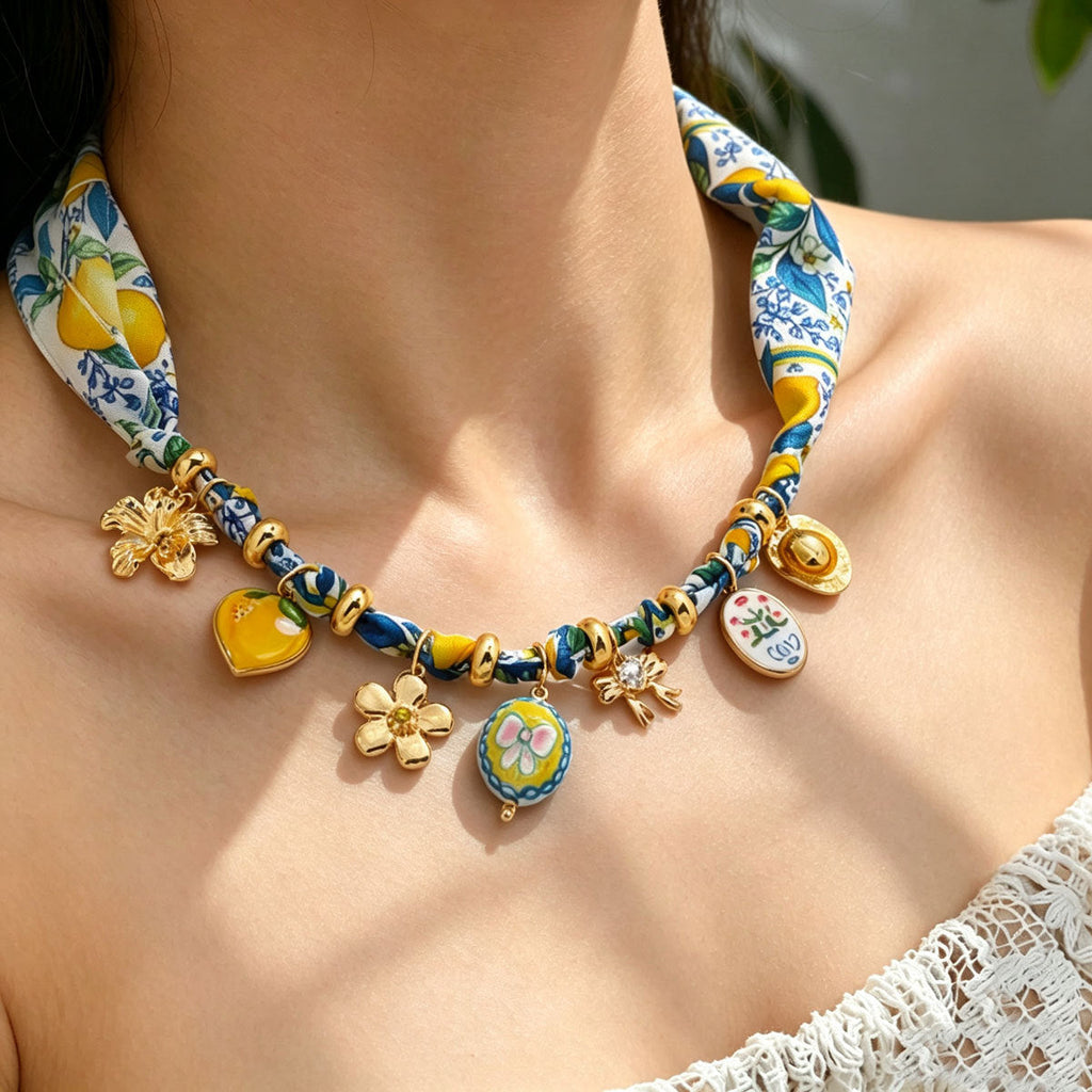 Women Bohemian Style Choker Necklace, European American Personality Flower Pendant Design, Versatile Niche Clavicle Neck Jewelry