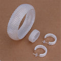 Retro Exquisite Net Bracelet Earring Ring Three-piece Suit