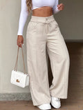 High-Waisted Wide-Leg Pants – Apricot