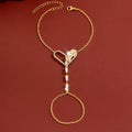 Sweet Asymmetric Hollow Heart Adjustable Hand Chain Ring Bracelet Integrated Women Wrist Jewelry For Daily Dating Banquet Party Occasions