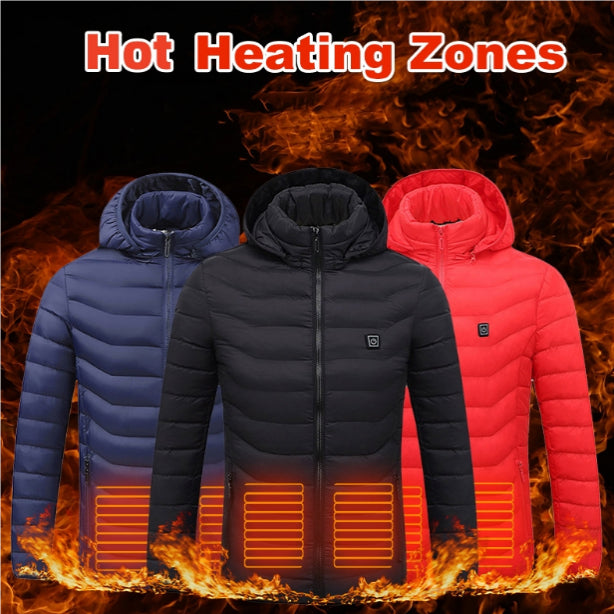 Winter Heated Jacket USB Electric Cotton Coat Zip-up Heater Thermal Clothing Heating Vest For Men