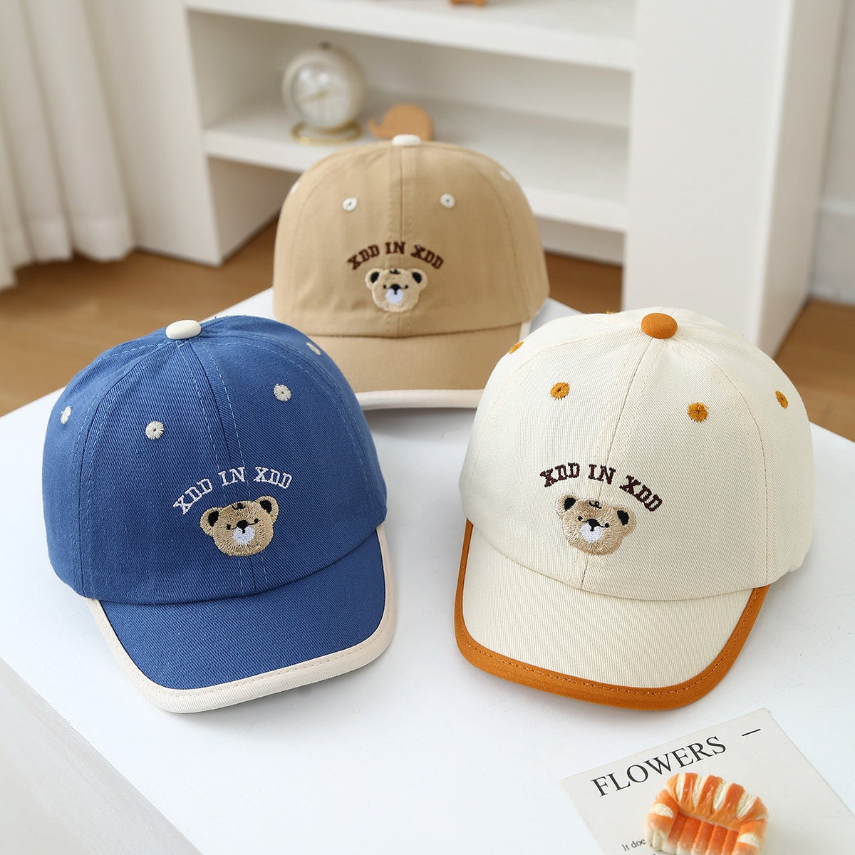 Summer Retro College-style Cartoon Bear Embroidered Children's Baseball Cap - Cute Baby-friendly Versatile Sun Protection And Shading Accessory
