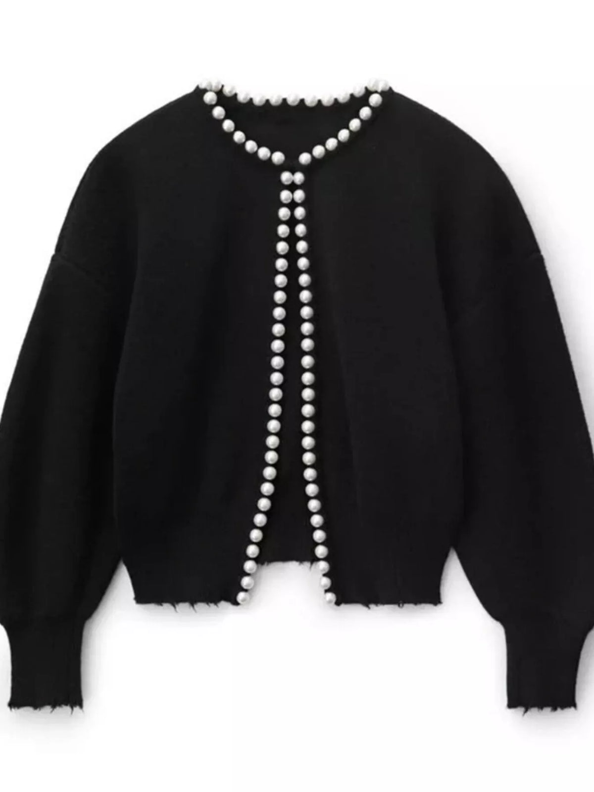 Pearl Trimmed Open Front Cardigan