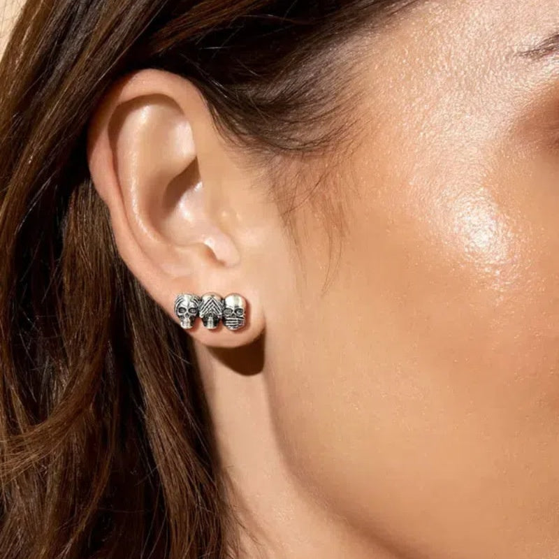 Halloween Decoration Three Skull-shaped Earrings