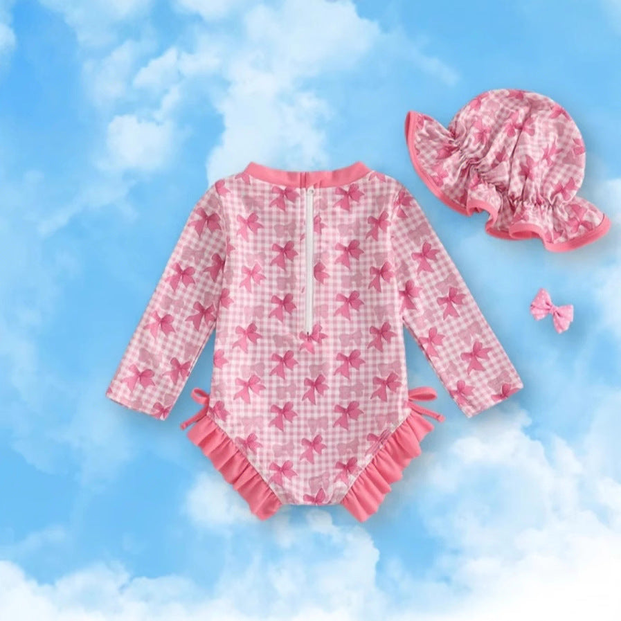 Children's Swimsuit Girls' Cute Long Sleeve One-piece Swimsuit