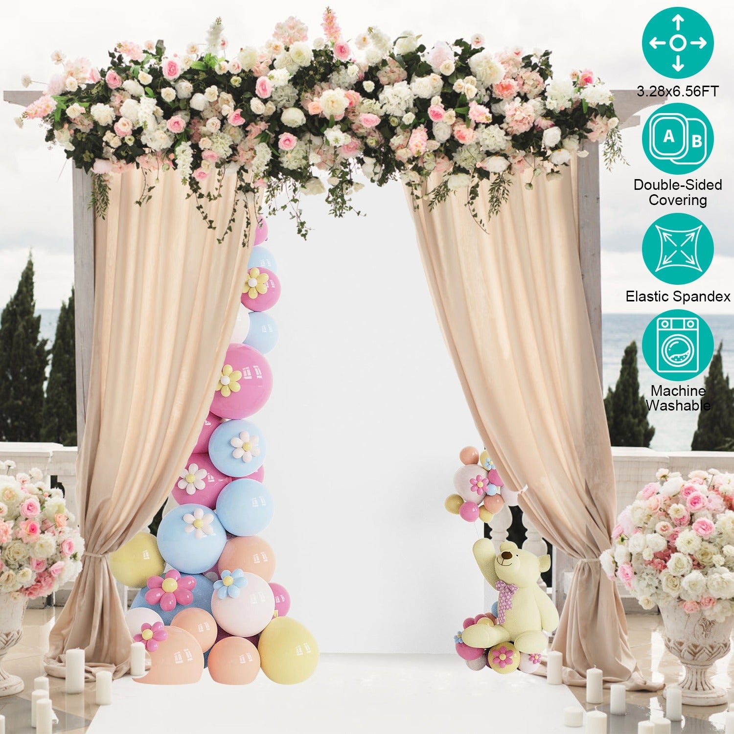 Arch Backdrop Stand Cover White Spandex Fabric