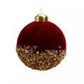 Christmas Decorations Burgundy Flocking Glass Ball Christmas