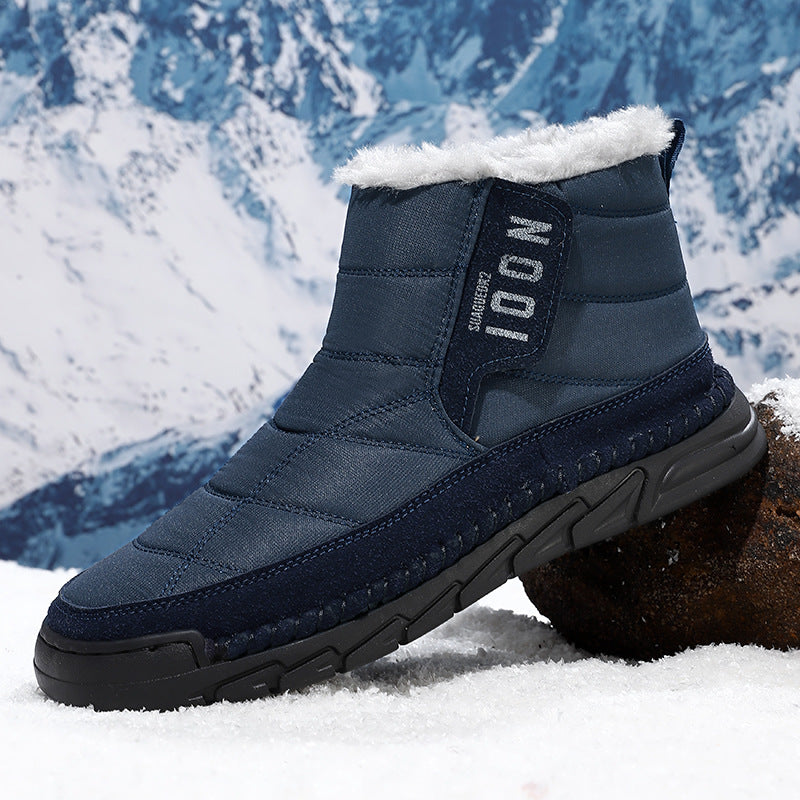 Plus-size Mens Winter Snow Waterproof Non-slip Cotton Boots With A Warm
