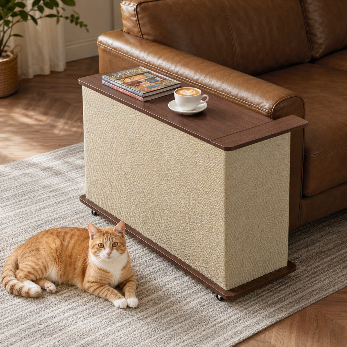 2-in-1 Cat Scratcher Side Table with Storage