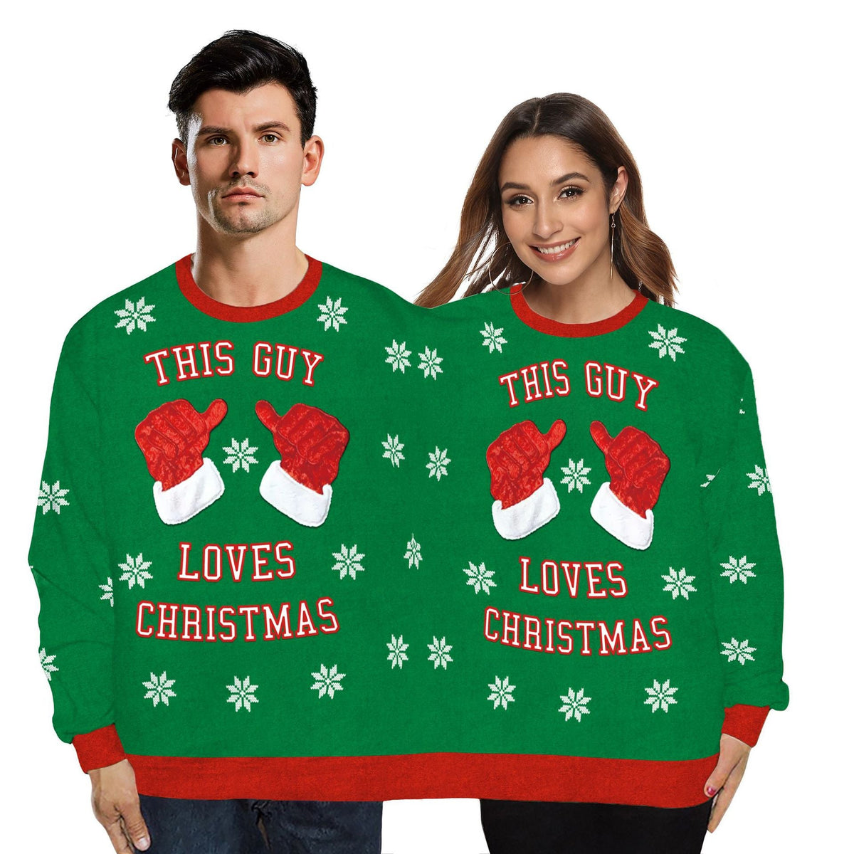 2026New Autumn And Winter Christmas Clothing European And American Best-Selling 3D Digital Printing Male And Female Couple One-Piece Round Neck Sweatshirt