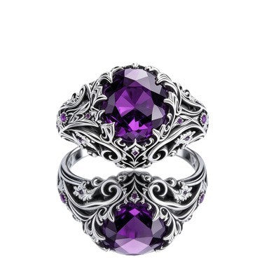 Vintage Inlaid Purple Sapphire Ring For Women
