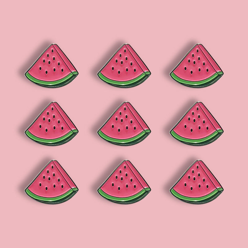 Cute Cartoon Watermelon Fruit Shaped Baked Finish Brooch