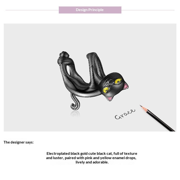 Mischievous And Cute Pet Black Cat Zhu