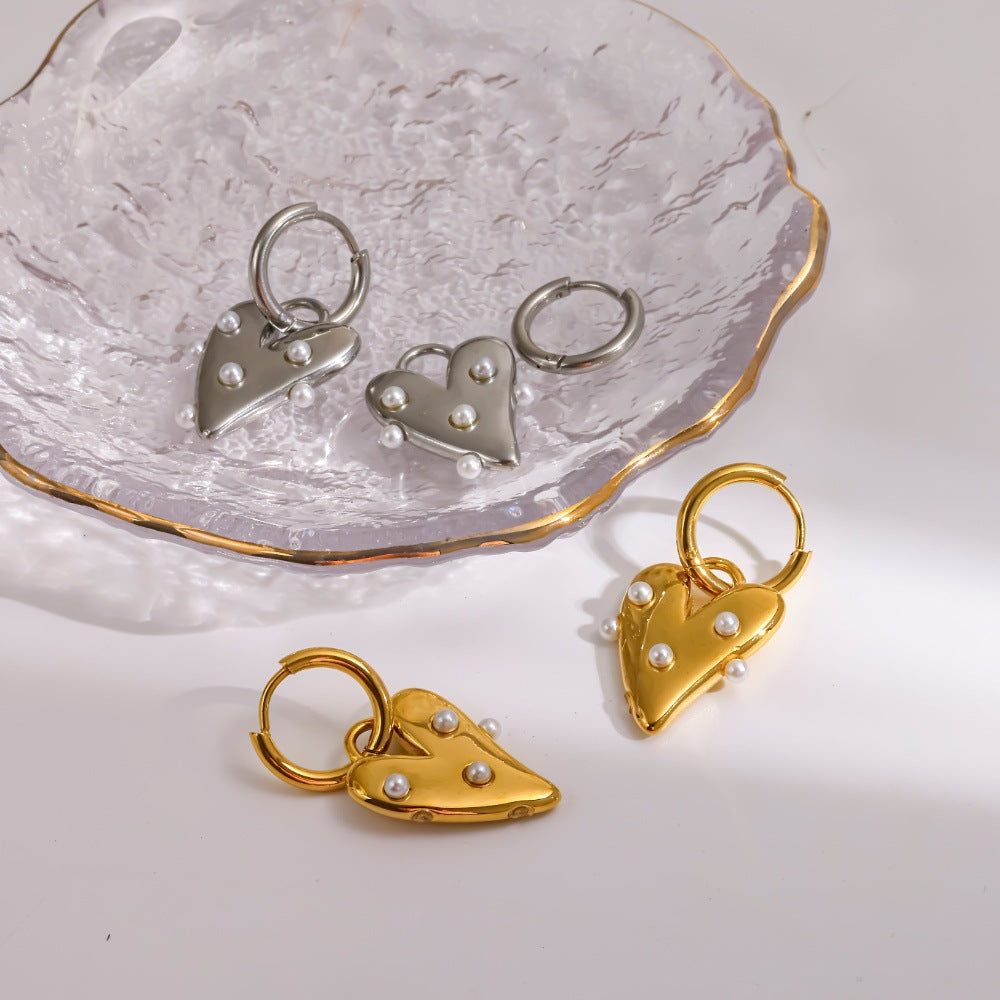 Fashionable And Versatile Pearl-shaped Stainless Steel Earrings