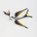 Enamel Oil-drop Swallow Holding A Branch Brooch