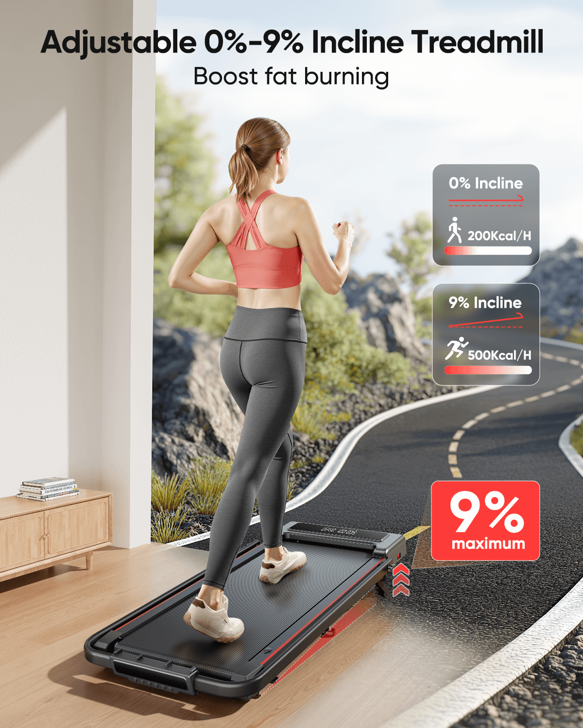 Toputure TP4 2 in 1 Incline Treadmill for Home
