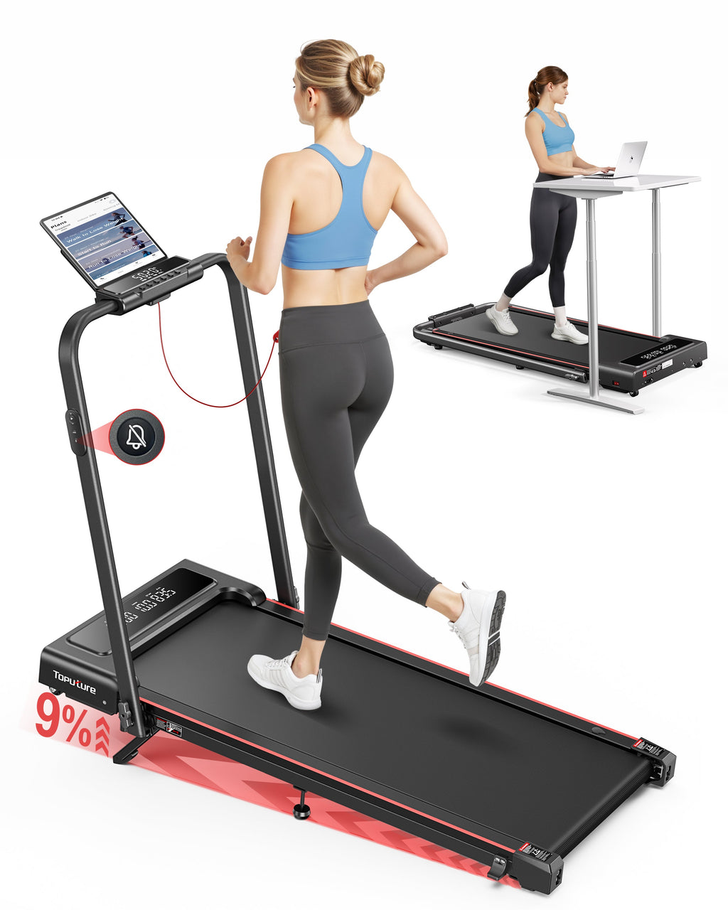 Toputure TP4 2 in 1 Incline Treadmill for Home